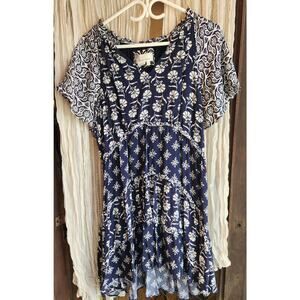 Anthropology 100% Viscose Paisley Blue Casual Dress